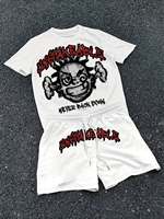 Ensemble T-shirt graphique surdimensionné personnalisé et short à cordon de serrage en coton premium, tenue décontractée d'été style streetwear, ensemble short OEM ODM