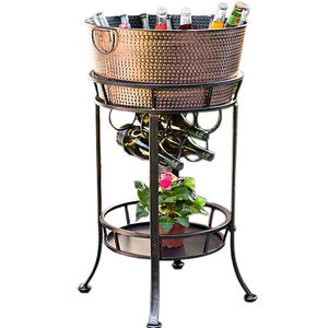 Enfriador de vino de bañera de Metal antiguo de cobre y Metal para Bar y restaurante en casa, enfriador de vino de hierro de metal antiguo de cobre martillado con soporte - Product Image 3