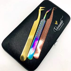 Pinzas de Extensión de Pestañas Profesionales de Acero Inoxidable Japonés con Logotipo Personalizado, Agarre de Diamante de 45 Grados, Color Arcoíris, Puntiagudas y Sostenibles - Product Image 1