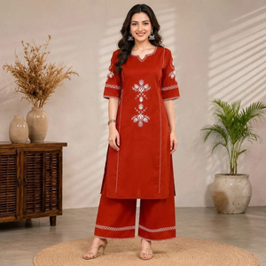 Festive Elegant Traditional Cloth Premium Rayon <b>Womens</b> Embroidered <b>Kurta</b> Palazzo Set Ethnic Wear Premium Rayon <b>Women's</b> - Product Image 1
