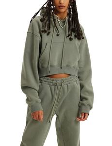Chándal Unisex de Alta Calidad en Felpa Francesa de Poliéster/Algodón, con Capucha, Estilo Casual de Invierno, Color Gris Verde, con Cordón Ajustable, Estampado, para Maternidad - Product Image 5