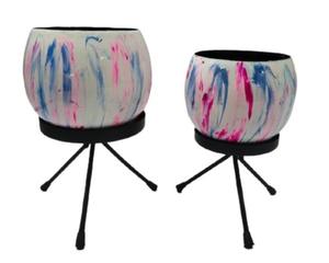 Ensemble de supports de plantes en métal moderne avec pots de fleurs décoratifs violets, support de plantes d'intérieur et d'extérieur pour la maison, le salon, le balcon - Product Image 6