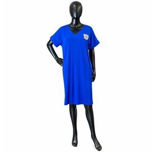 Vestido Corto Casual Blue Crest para Mujer, Mini Ropa de Dormir Suave y Cómoda, Vestido de Noche a la Moda con Bordado - Product Image 1