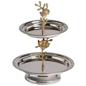 Support à gâteau en métal de qualité supérieure à 2 niveaux, présentoir à desserts, plateau de service pour cupcakes, décoration de table pour mariage et événements - Product Image 4