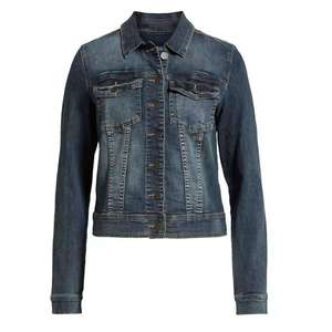 Veste en jean confortable pour femme, manches longues, col rabattu, fermeture boutonnée, couleur unie, finition délavée, coupe classique, style printemps - Product Image 2