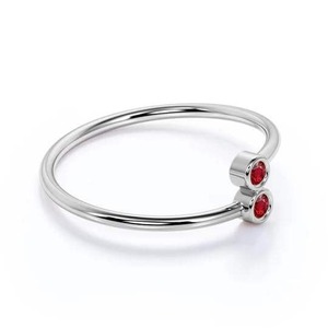 Anillo de compromiso y boda de plata de ley 925 con rodio, doble granate, engaste de bisel, estilo vintage infantil para uso diario, Enero - Product Image 2