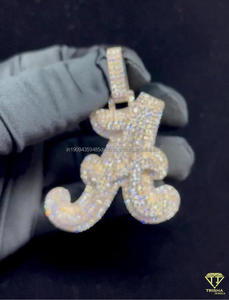 Custom Iced Letter Pendant Necklace Rhodium Plated GIA Certified Moissanite Personalized <b>Initial</b> Jewelry Hip Hop <b>Chain</b> Accessory - Product Image 6