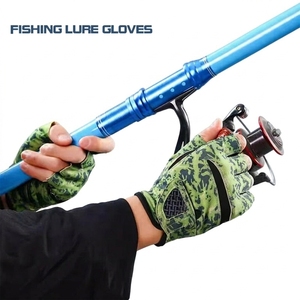 Guantes de Pesca Transpirables y Ligeros de Medio Dedo, Color Verde Camuflaje, Sintéticos, Unisex, con Cierre de Velcro, para Todas las Estaciones - Product Image 3