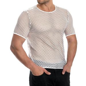 Chemises pour hommes personnalisées en maille filet transparente à manches courtes, col rond, style moderne et décontracté - Product Image 2