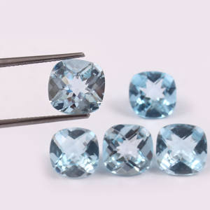 Topaze bleu ciel naturelle 14x14 mm, taille coussin, facettée, calibrée, pierre précieuse lâche de qualité AAA, fabriquée à la main en Inde pour la fabrication de bijoux - Product Image 5