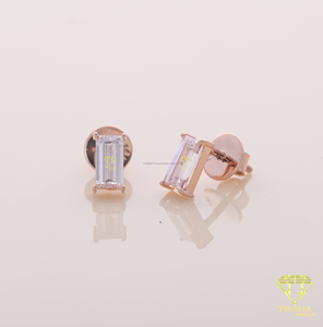 Emerald Cut Moissanite Diamond <b>Stud</b> Earrings 925 Sterling <b>Silver</b> Rose Gold Plated Solitaire Earrings For Women Fine Jewelry - Product Image 3