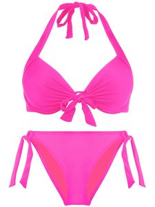 Women's Sexy Two Piece Bikini <b>Set</b> Underwire Solid <b>Colour</b> Summer Swimsuit V Neck Cut out Lace Up Mid Rise Bathing Suit Beach Wear - Product Image 2