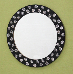 Miroir mural rond avec incrustations, design galet, miroir décoratif pour salle de bain, chambre à coucher, salon, moderne et élégant, à fixer au mur, 24 pouces - Product Image 6