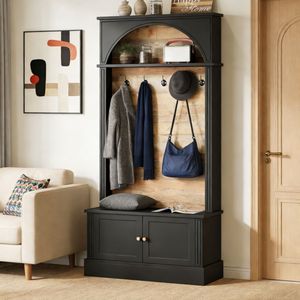 Appendiabiti Minimalista da Ingresso con Scarpiera Integrata, Stile Arredamento Soggiorno, in Metallo e Tessuto per Vestiti - Product Image 1