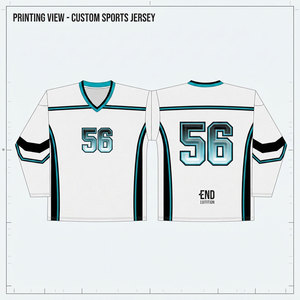 Maillot de hockey sur glace unisexe blanc à manches courtes, sublimé, en maille respirante, col rond, coupe classique, avec numéros d'équipe et design drapeau - Product Image 3