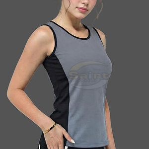 Women Solid V-neck Casual Breathable Quick Dry <b>Knitted</b> <b>Tank</b> <b>Top</b> Regular Length Gray <b>Black</b> 100% Cotton - Product Image 3