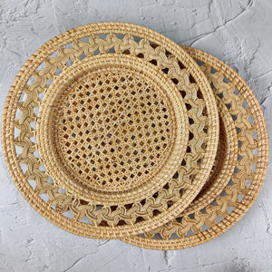 Rattan charger plate hand-weaving gold underplate competitive price decor <b>trivet</b> table mats - Product Image 6