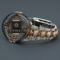 Montre de luxe VANA JEWELS avec boîtier en verre, bracelet en acier inoxydable bicolore or et argent, mouvement analogique mécanique, étanche 100 bars