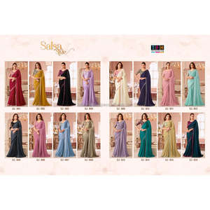 Nueva llegada 2022 seda Vichitra tradicional india con estampado Bandhej y Sari de encaje de secuencia para mujeres proveedor de la India - Product Image 6