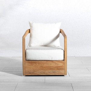 Silla Telluride de Christopher Knight Home con Acabado en Madera de Teca Natural, Cojín Blanco, Diseño Moderno y Ecológico - Product Image 2