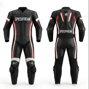 Traje de Motociclismo de Una Pieza SPEEDFREAK para Hombre – Armadura Profesional para Carreras y Pista (Negro/Rojo/Blanco) - Product Image 2