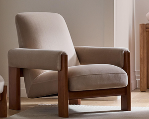 Sillón Moderno Tapizado para Sala de Estar, Sillón de Madera con Estructura de Madera Maciza, Asiento para Interiores del Hogar - Product Image 2