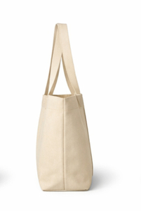 Baidou Canvas <b>Shopping</b> <b>Tote</b> <b>Bag</b> Extra Large Capacity Back Zip Closure Letter Pattern Shoulder Handle Outdoor Daily Use - Product Image 2