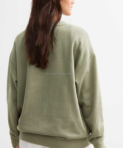 Solide Logo personnalisé dames premier sweat pas cher col rond goutte épaule coton hiver automne vêtements imprimé tricoté tissu - Product Image 2