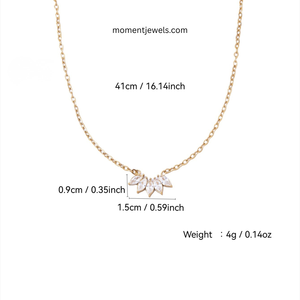Collier pendentif feuille en zircon plaqué or 18 carats, chaîne délicate pour clavicule, pour femme, cadeau de fête - Product Image 1