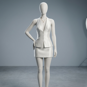 Robe mini blanche pour femme, col halter, décolleté plongeant, sans manches, moulante, robe de soirée élégante, tenue de club d'été, robe mini tendance OEM O - Product Image 6