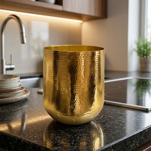 Gold Finished Metal Vases Large Size Hammered Decorative Table Centerpiece Home Living Room Wedding Party Decoration - Product Image 6