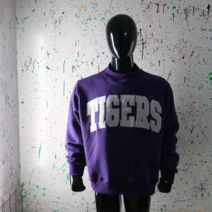 Sudadera TIGERS PURPLE con Cuello Alto, 100% BLANCA, Apliques Bordados, Cuello Ancho, URBAN PRODUCTIONS - Product Image 1