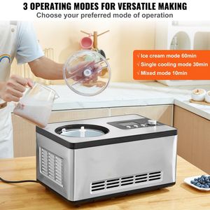 Máquina de Yogur y Helado Eléctrica Automática de 2 Cuartos de Galón con Compresor Incorporado, de Acero Inoxidable, Sin Necesidad de Precongelación de Frutas - Product Image 3