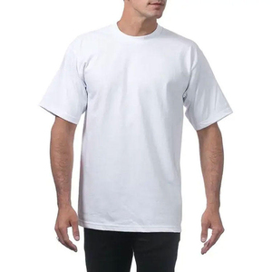 T-shirt en coton blanc pour homme, coupe classique, manches courtes, col rond, couleur unie, tricot jersey, teint uni, respirant, 180g, vierge - Product Image 1