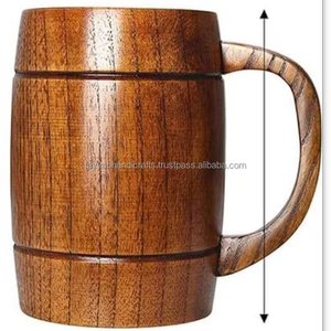 Taza de madera grande de primera calidad con mango de madera para lavavajillas seguro Estilo increíble para porciones de bebidas en el hogar o en el hotel de la India - Product Image 1