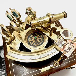 Nautical Sextant Navigation Instrument With Telescope <b>Compass</b> And Wooden Display Box Maritime Marine Decorative Navigation Tool - Product Image 3