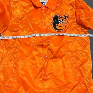 Custom Satin Varsity <b>Jackets</b> Winter Stand Collar Front Logo Starter Point Man Full Snap Satin <b>Jacket</b> Orange Men's Large - Product Image 5