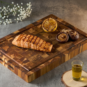 Juego de 3 tablas de cortar de madera de teca Ha Le, tabla de picar tipo parquet, tabla de preparación para cocina - Product Image 5