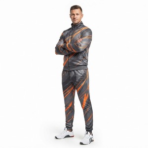 Survêtement sportif unisexe à imprimé géométrique, séchage rapide, en polyester, pour l'automne, avec poches latérales et fermeture éclair - Product Image 2