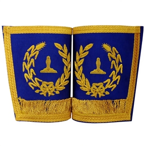 Guantes de Gran Rango para Guardas Maónicos, con tela azul real y bordado de hilo dorado, para ceremonias masónicas formales - Product Image 4