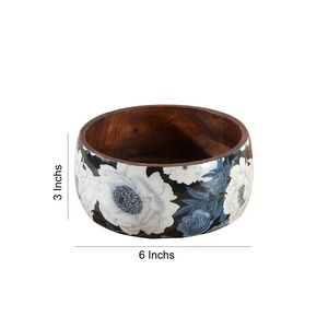 Tazón de Madera con Diseño Esmaltado, Forma Redonda, Ecológico, Diseño Personalizado, Apto para Alimentos, para Verduras, Ensaladas, Decoración y Regalos de Navidad - Product Image 5