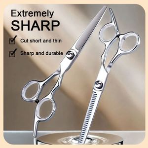 Juego de 2 Tijeras Profesionales de Acero Inoxidable UBI para Cortar el Cabello, Tijeras de Entresacar de Mango Mediano, Tijeras de Peluquería para Uso en Salón y en Casa - Product Image 2