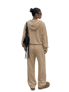 Ensemble de survêtement pour femme, coupe ajustée, en molleton, avec fermeture éclair, capuche, longueur intégrale, surdimensionné, deux pièces - Product Image 3