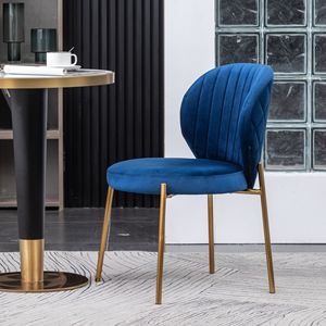 Sedia da Pranzo Contemporanea Amoa in Velluto Blu - Product Image 3