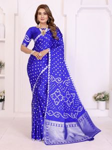 Satin Silk | Hand Dyed With Zari Weaving Lagadi Patta Rich Pallu <b>Saree</b> | <b>Blouse</b> With Fully Weaving Zari Lagadi Patta Rich Pallu - Product Image 2