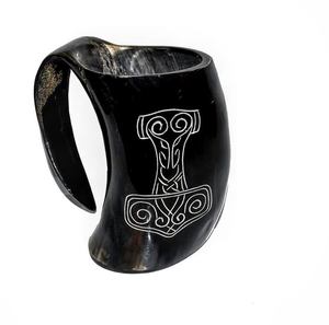 Mug artisanal indien 100% authentique en corne de buffle polie, inspiré de l'ange viking, petit, élégant et écologique - Product Image 4