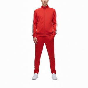 Unisex Tracksuit Set Full Zip Jacket Elastic Waist Pants Striped Design Breathable Polyester Sportswear for Adults Autumn Wear - Product Image 4
