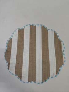 <b>White</b> Blue Stripe Cotton Quilted Thin Reversible Modern Customizable Machine Washable Multi-Shaped Placemats - Product Image 2