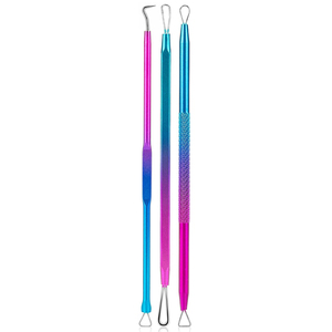 Kit professionnel d'outils pour éliminer les boutons, en acier inoxydable, ensemble de 9 extracteurs de points noirs colorés avec étui de transport - Product Image 3