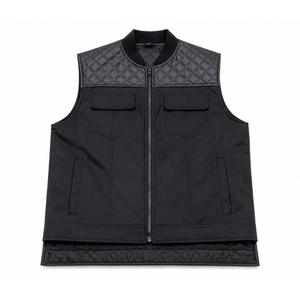 Gilet de moto unisexe personnalisé en cuir véritable, anti-rides, respirant, coupe-vent, avec col en V et fermeture éclair - Product Image 1